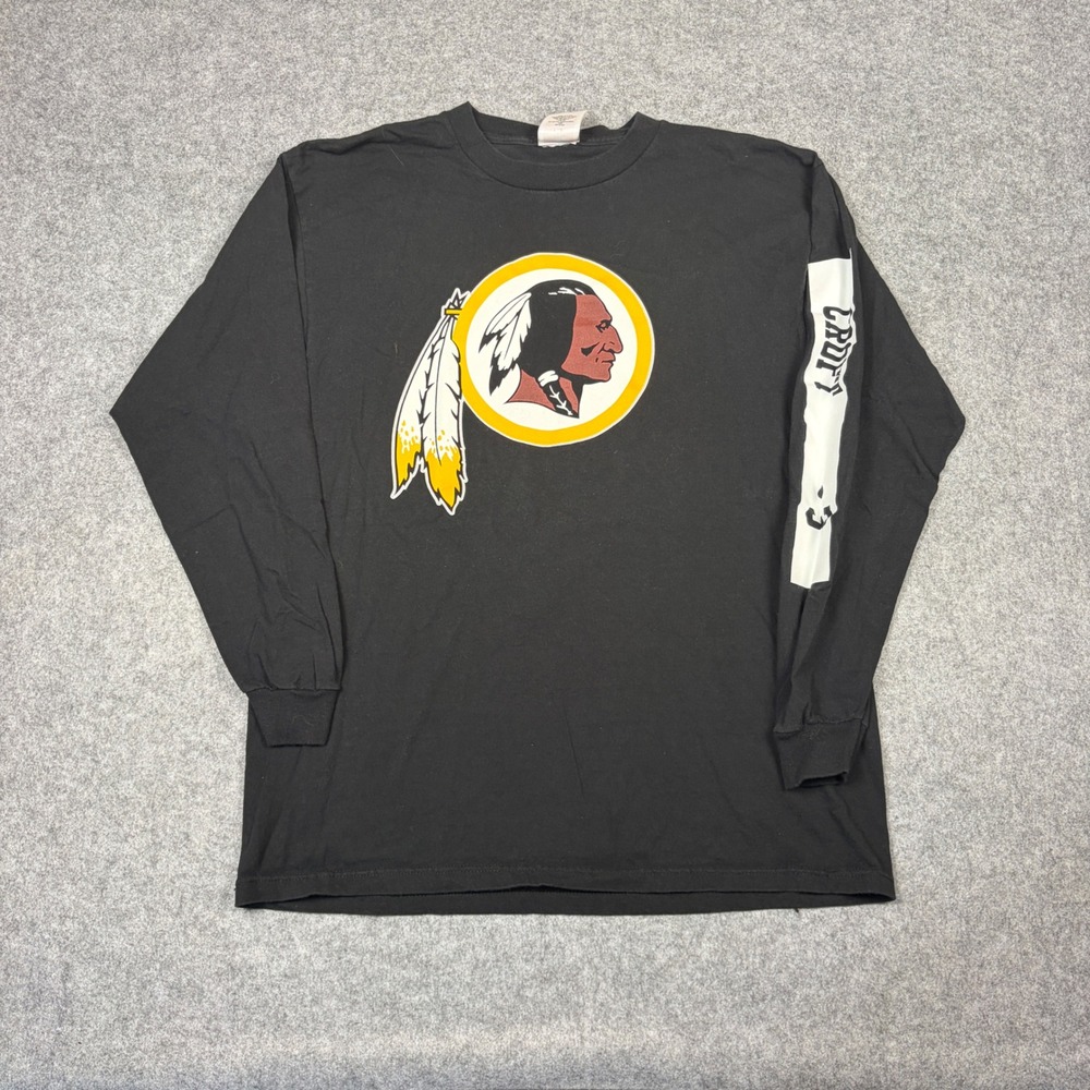 Vintage NFL Washington Redskins Long Sleeve Graphic T-Shirt Black Croft 23 Large